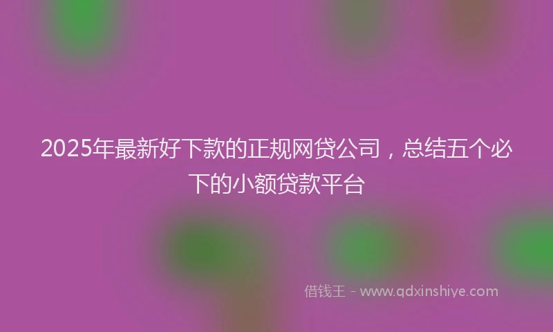 2025年最新好下款的正规网贷公司，总结五个必下的小额贷款平台
