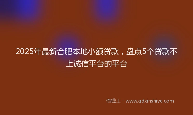 2025年最新合肥本地小额贷款，盘点5个贷款不上诚信平台的平台