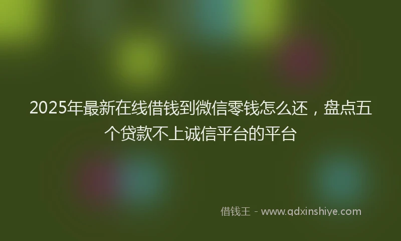2025年最新在线借钱到微信零钱怎么还，盘点五个贷款不上诚信平台的平台
