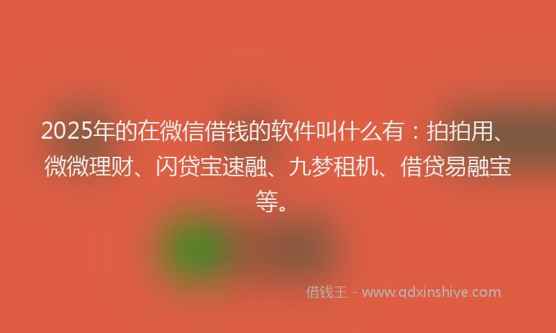 2025年的在微信借钱的软件叫什么有：拍拍用、微微理财、闪贷宝速融、九梦租机、借贷易融宝等。