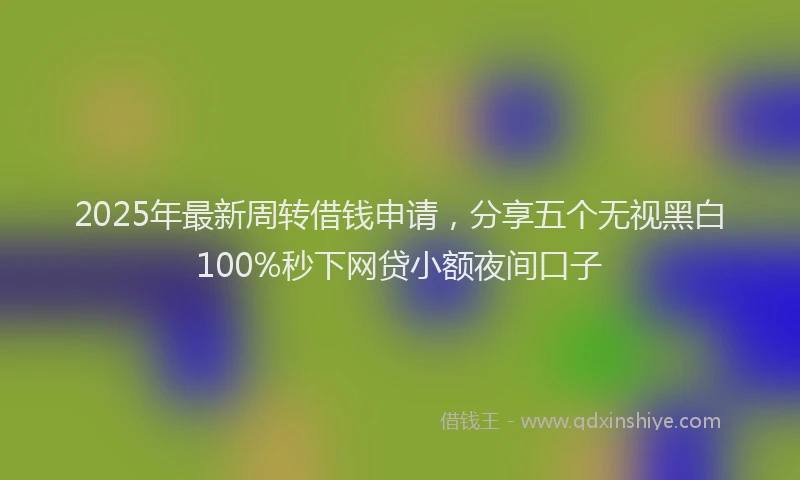 2025年最新周转借钱申请，分享五个无视黑白100%秒下网贷小额夜间口子