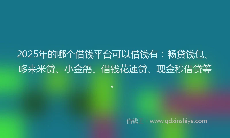 2025年的哪个借钱平台可以借钱有：畅贷钱包、哆来米贷、小金鸽、借钱花速贷、现金秒借贷等。