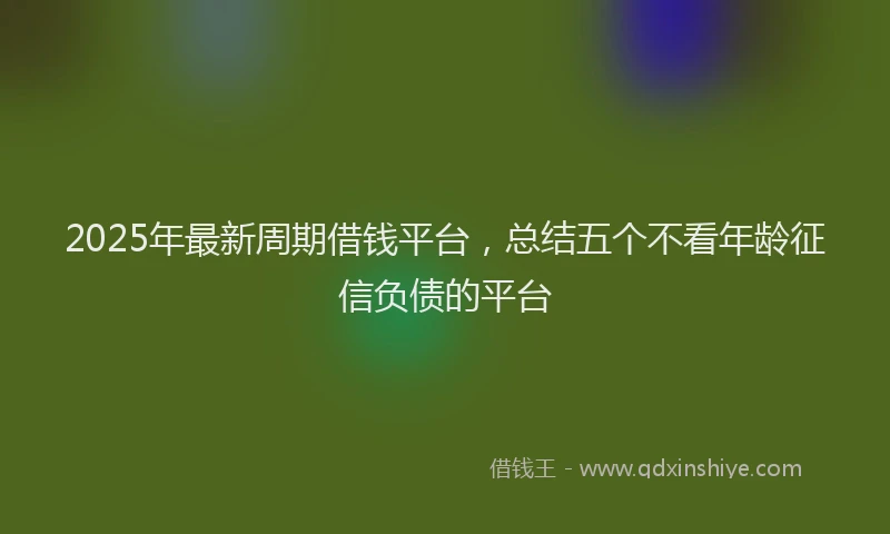 2025年最新周期借钱平台，总结五个不看年龄征信负债的平台