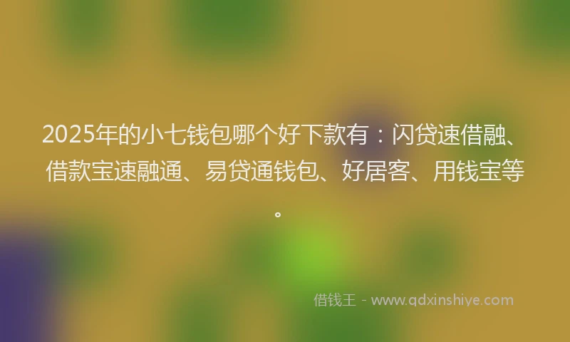 2025年的小七钱包哪个好下款有：闪贷速借融、借款宝速融通、易贷通钱包、好居客、用钱宝等。