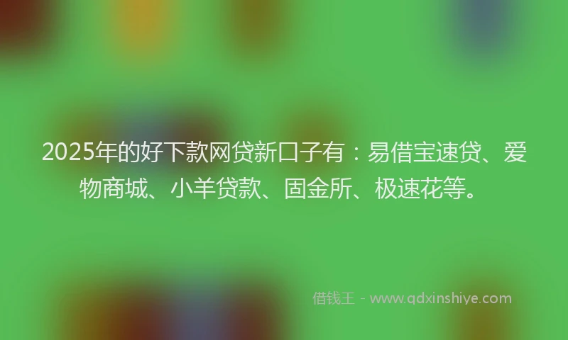 2025年的好下款网贷新口子有：易借宝速贷、爱物商城、小羊贷款、固金所、极速花等。