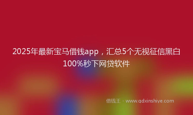 2025年最新宝马借钱app，汇总5个无视征信黑白100%秒下网贷软件