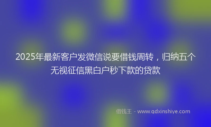 2025年最新客户发微信说要借钱周转，归纳五个无视征信黑白户秒下款的贷款