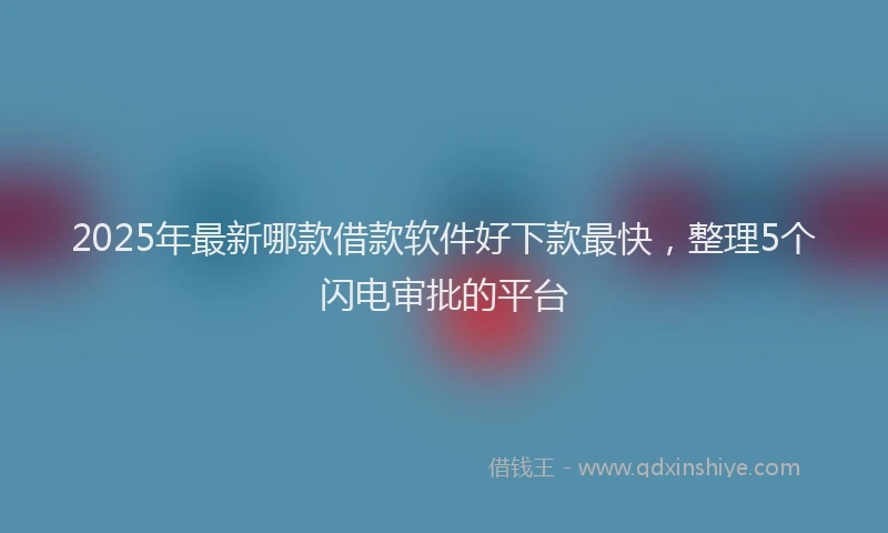 2025年最新哪款借款软件好下款最快，整理5个闪电审批的平台