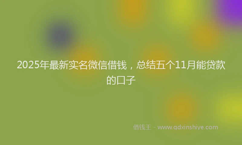 2025年最新实名微信借钱，总结五个11月能贷款的口子