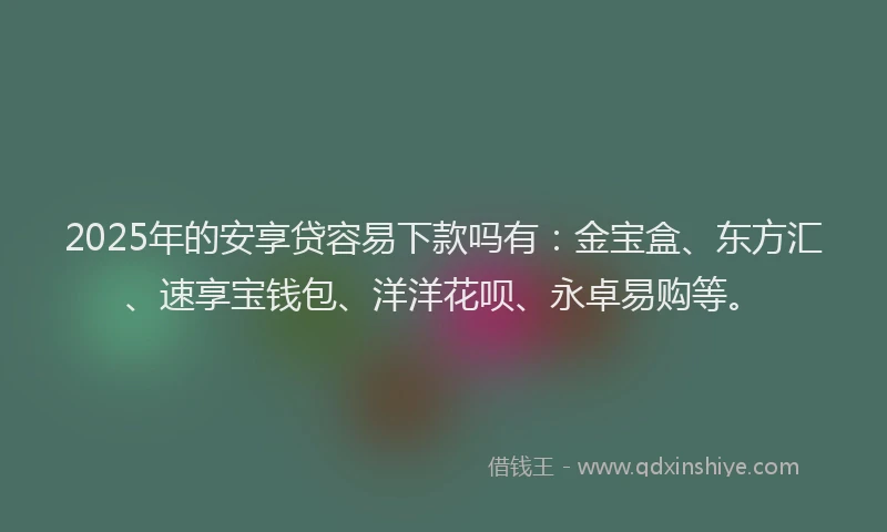 2025年的安享贷容易下款吗有：金宝盒、东方汇、速享宝钱包、洋洋花呗、永卓易购等。