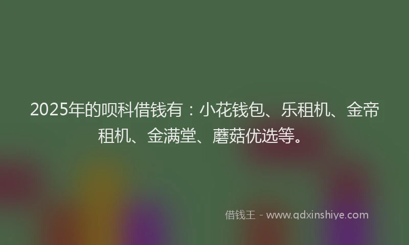2025年的呗科借钱有：小花钱包、乐租机、金帝租机、金满堂、蘑菇优选等。