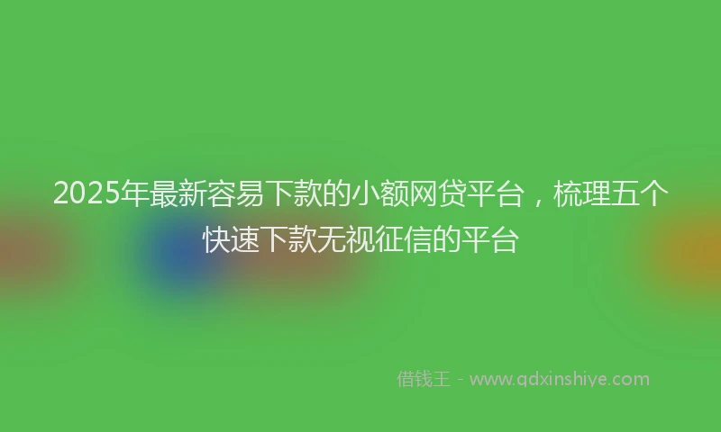 2025年最新容易下款的小额网贷平台，梳理五个快速下款无视征信的平台