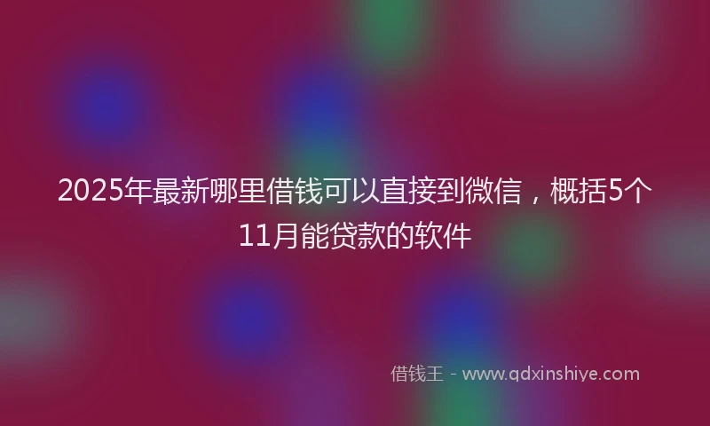 2025年最新哪里借钱可以直接到微信，概括5个11月能贷款的软件