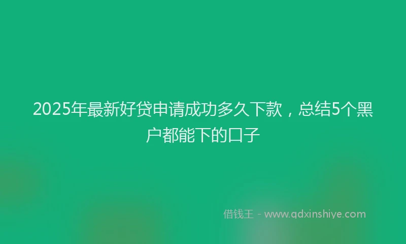 2025年最新好贷申请成功多久下款，总结5个黑户都能下的口子