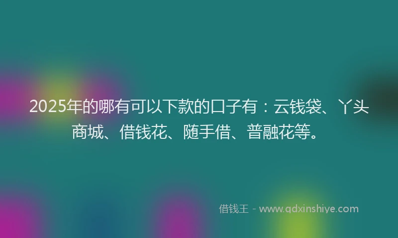 2025年的哪有可以下款的口子有：云钱袋、丫头商城、借钱花、随手借、普融花等。