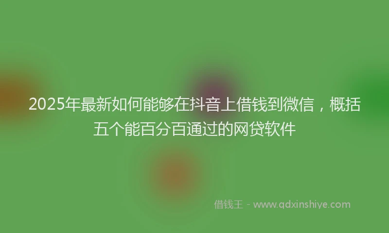 2025年最新如何能够在抖音上借钱到微信，概括五个能百分百通过的网贷软件