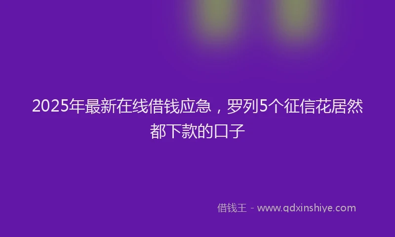 2025年最新在线借钱应急，罗列5个征信花居然都下款的口子