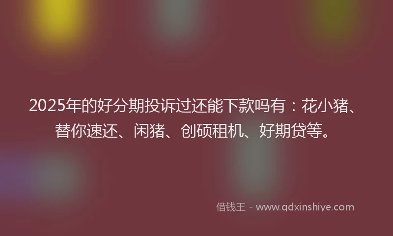 2025年的好分期投诉过还能下款吗有：花小猪、替你速还、闲猪、创硕租机、好期贷等。