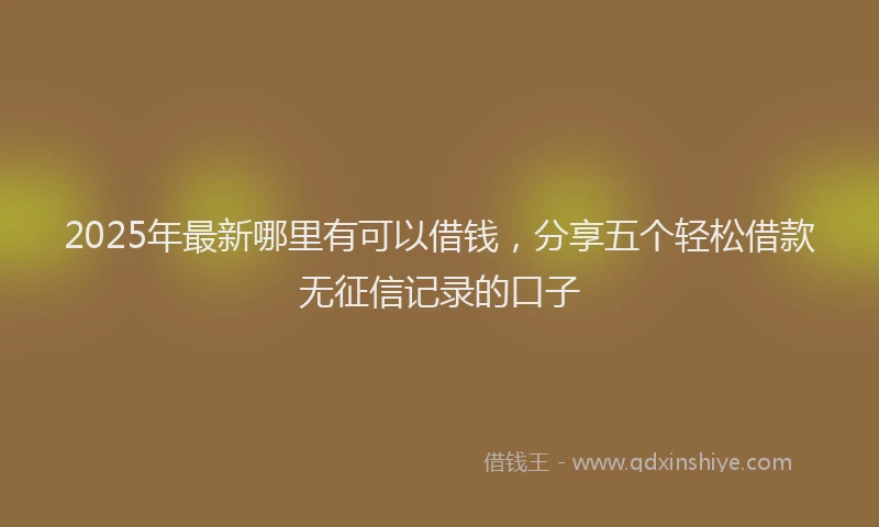 2025年最新哪里有可以借钱，分享五个轻松借款无征信记录的口子