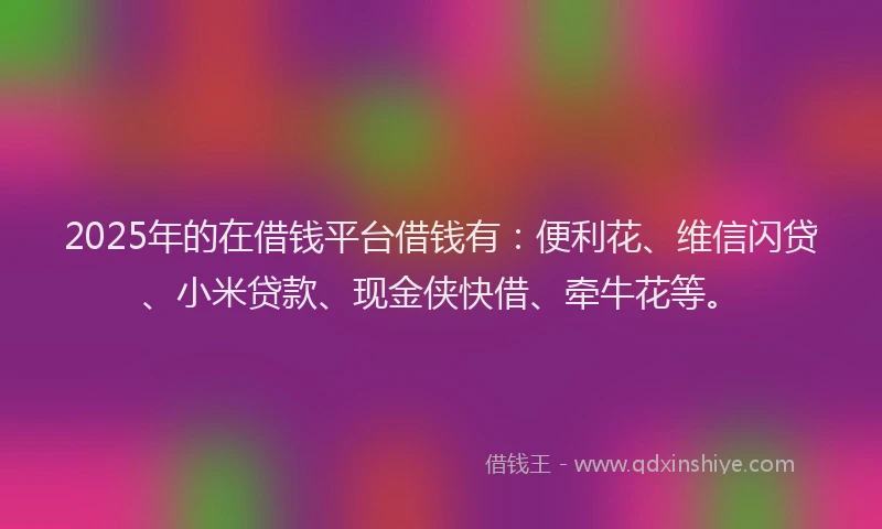 2025年的在借钱平台借钱有：便利花、维信闪贷、小米贷款、现金侠快借、牵牛花等。