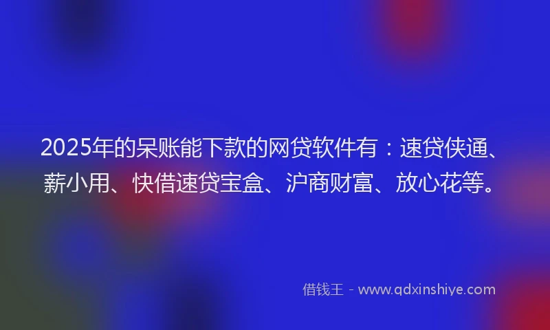 2025年的呆账能下款的网贷软件有：速贷侠通、薪小用、快借速贷宝盒、沪商财富、放心花等。