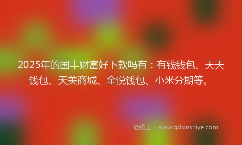 2025年的国丰财富好下款吗有：有钱钱包、天天钱包、天美商城、金悦钱包、小米分期等。