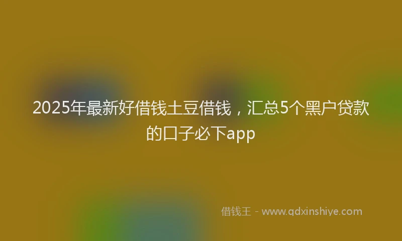 2025年最新好借钱土豆借钱，汇总5个黑户贷款的口子必下app