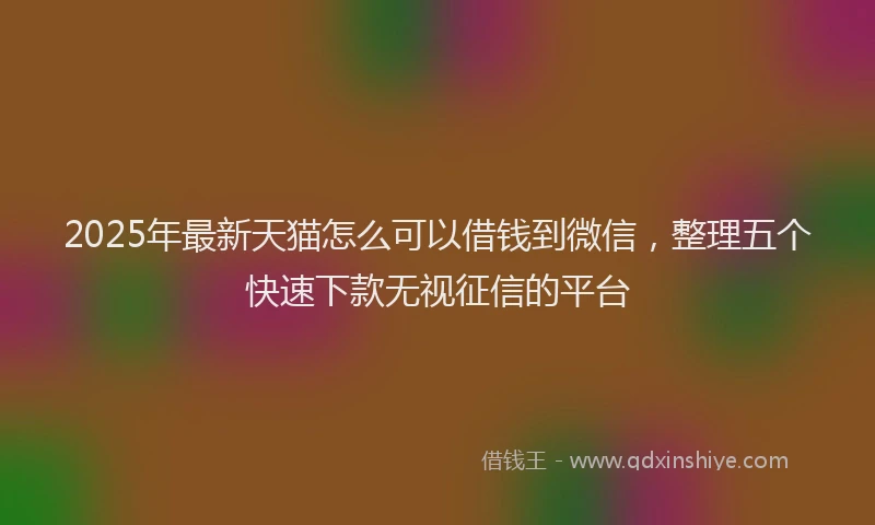 2025年最新天猫怎么可以借钱到微信，整理五个快速下款无视征信的平台