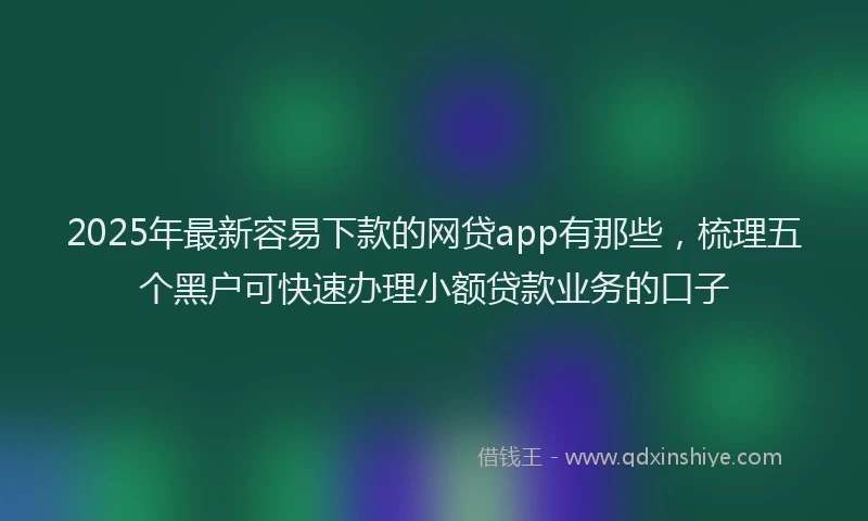 2025年最新容易下款的网贷app有那些，梳理五个黑户可快速办理小额贷款业务的口子