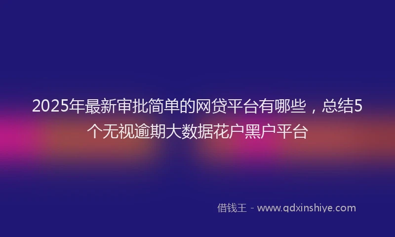 2025年最新审批简单的网贷平台有哪些，总结5个无视逾期大数据花户黑户平台