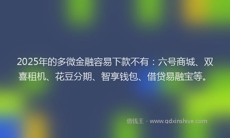 2025年的多微金融容易下款不有：六号商城、双喜租机、花豆分期、智享钱包、借贷易融宝等。