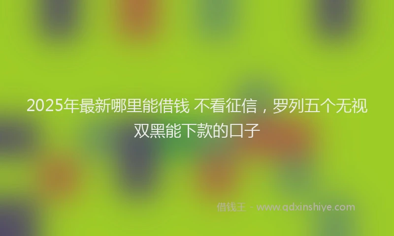 2025年最新哪里能借钱 不看征信，罗列五个无视双黑能下款的口子