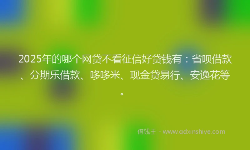 2025年的哪个网贷不看征信好贷钱有：省呗借款、分期乐借款、哆哆米、现金贷易行、安逸花等。