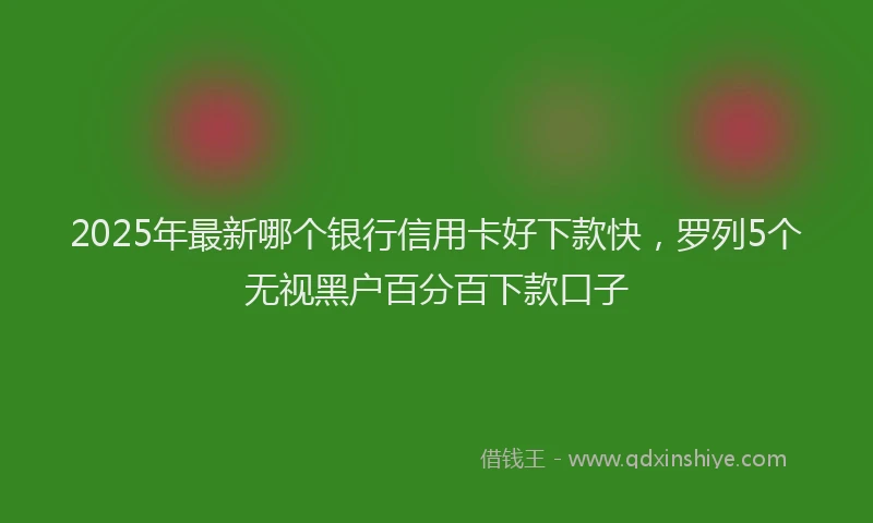 2025年最新哪个银行信用卡好下款快，罗列5个无视黑户百分百下款口子