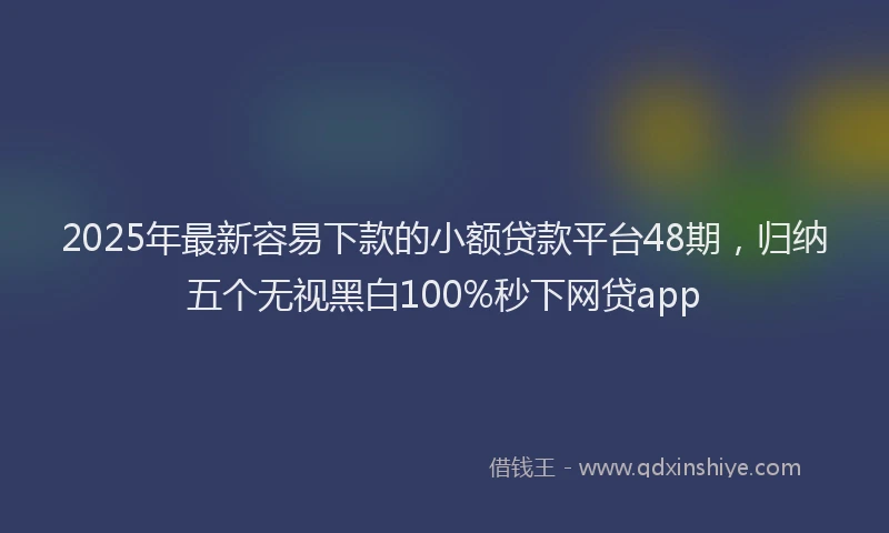 2025年最新容易下款的小额贷款平台48期，归纳五个无视黑白100%秒下网贷app