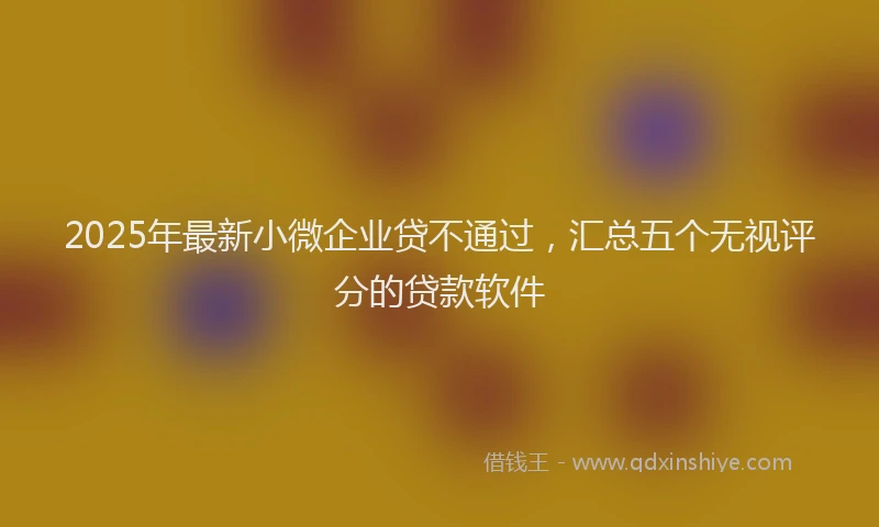2025年最新小微企业贷不通过，汇总五个无视评分的贷款软件