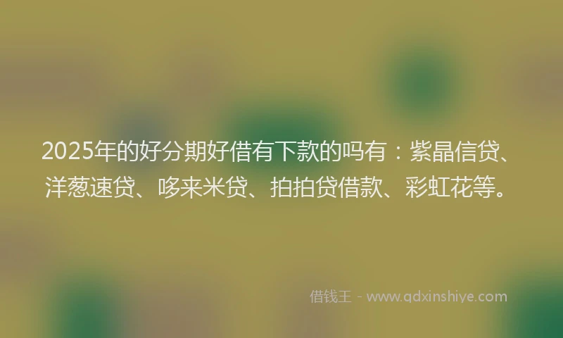 2025年的好分期好借有下款的吗有：紫晶信贷、洋葱速贷、哆来米贷、拍拍贷借款、彩虹花等。