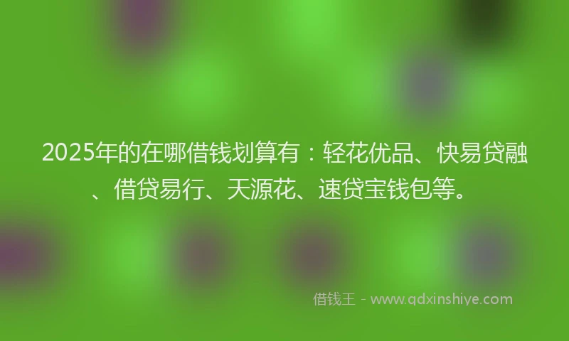 2025年的在哪借钱划算有：轻花优品、快易贷融、借贷易行、天源花、速贷宝钱包等。