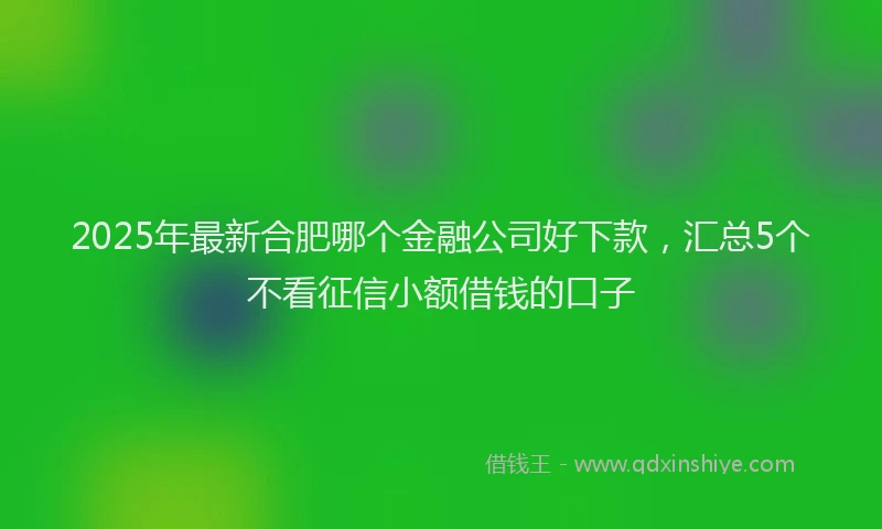 2025年最新合肥哪个金融公司好下款，汇总5个不看征信小额借钱的口子