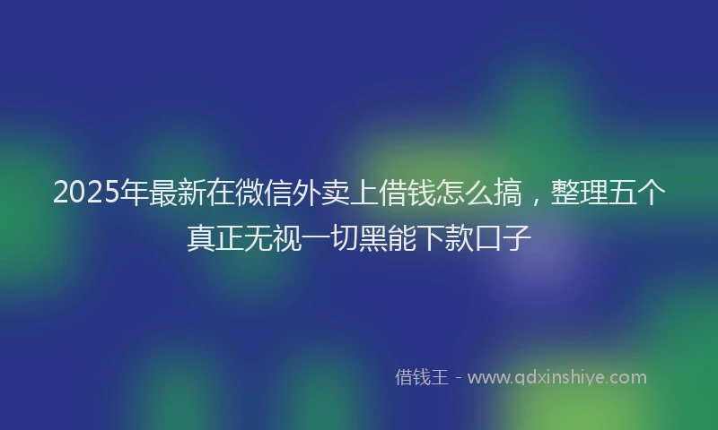 2025年最新在微信外卖上借钱怎么搞，整理五个真正无视一切黑能下款口子