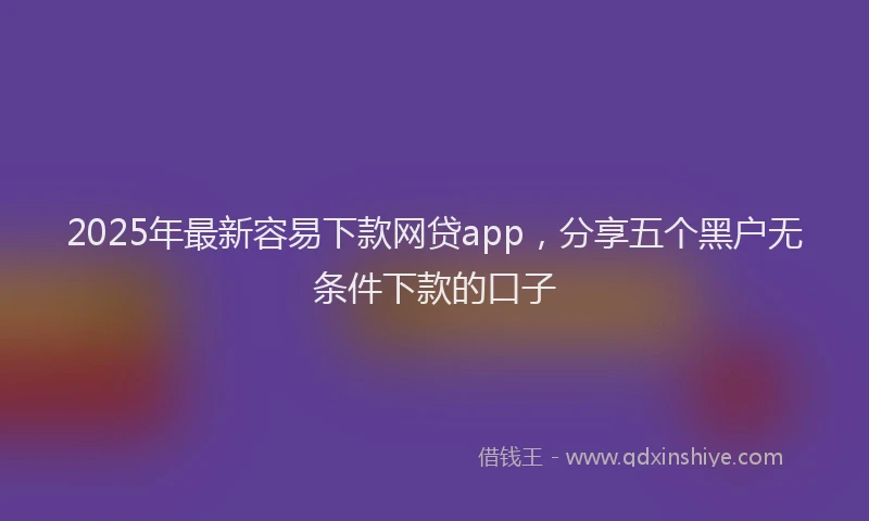 2025年最新容易下款网贷app，分享五个黑户无条件下款的口子