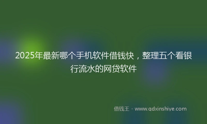 2025年最新哪个手机软件借钱快，整理五个看银行流水的网贷软件