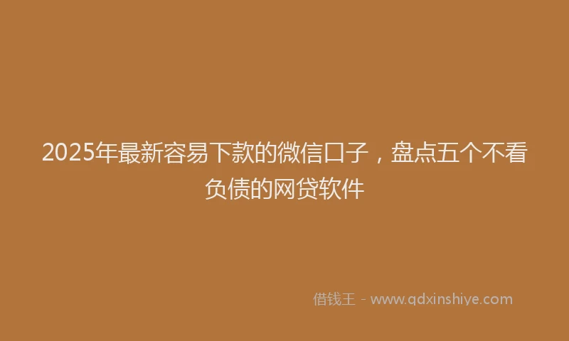 2025年最新容易下款的微信口子，盘点五个不看负债的网贷软件