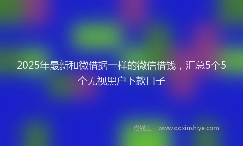 2025年最新和微借据一样的微信借钱，汇总5个5个无视黑户下款口子