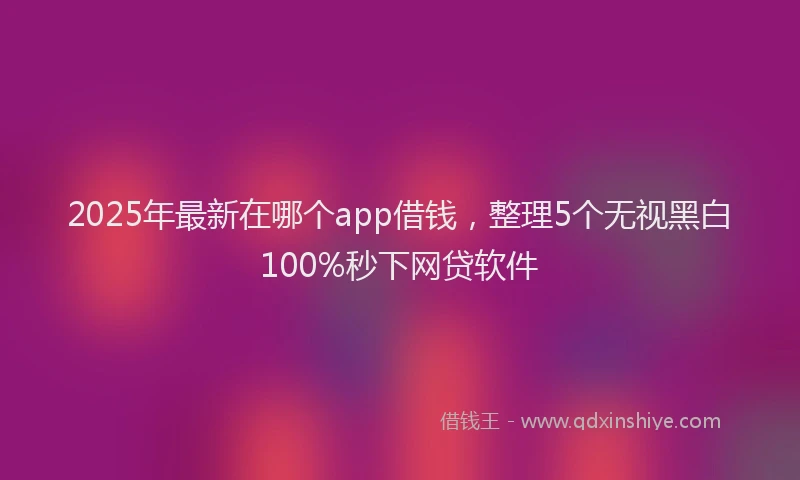 2025年最新在哪个app借钱，整理5个无视黑白100%秒下网贷软件
