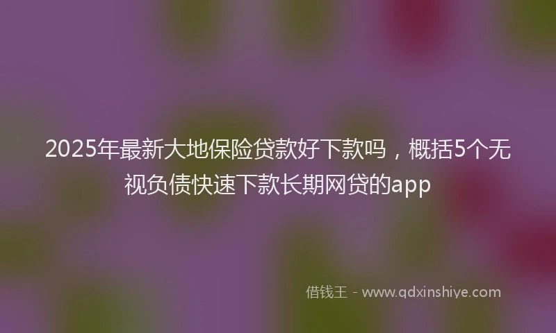 2025年最新大地保险贷款好下款吗，概括5个无视负债快速下款长期网贷的app