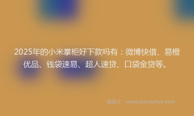 2025年的小米掌柜好下款吗有：微博快借、易橙优品、钱袋速易、超人速贷、口袋金贷等。