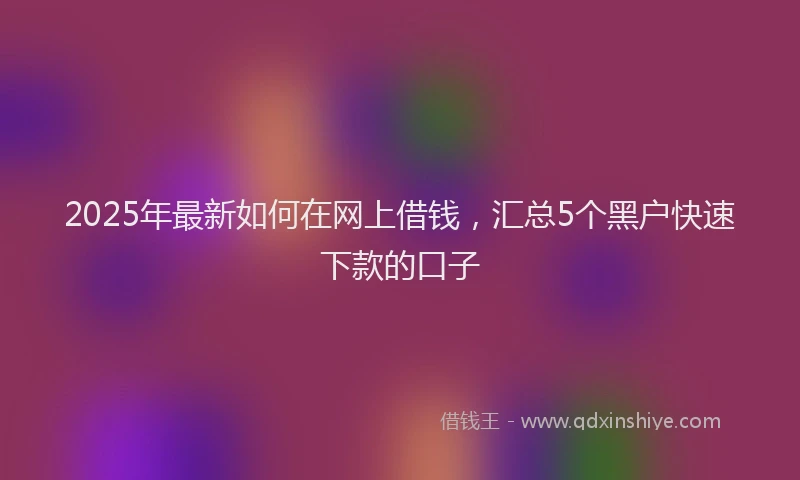 2025年最新如何在网上借钱，汇总5个黑户快速下款的口子