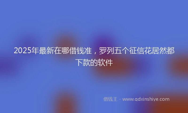 2025年最新在哪借钱准，罗列五个征信花居然都下款的软件