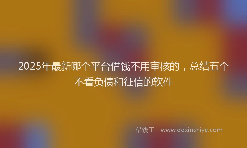 2025年最新哪个平台借钱不用审核的，总结五个不看负债和征信的软件